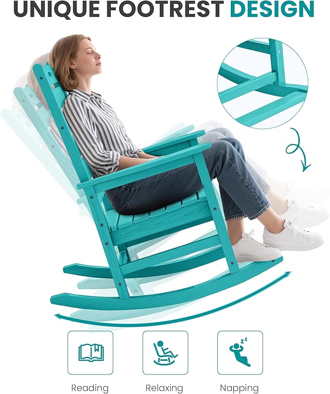 SERWALL Outdoor Rocking Chair, Oversized Rocking Chair - Image 7