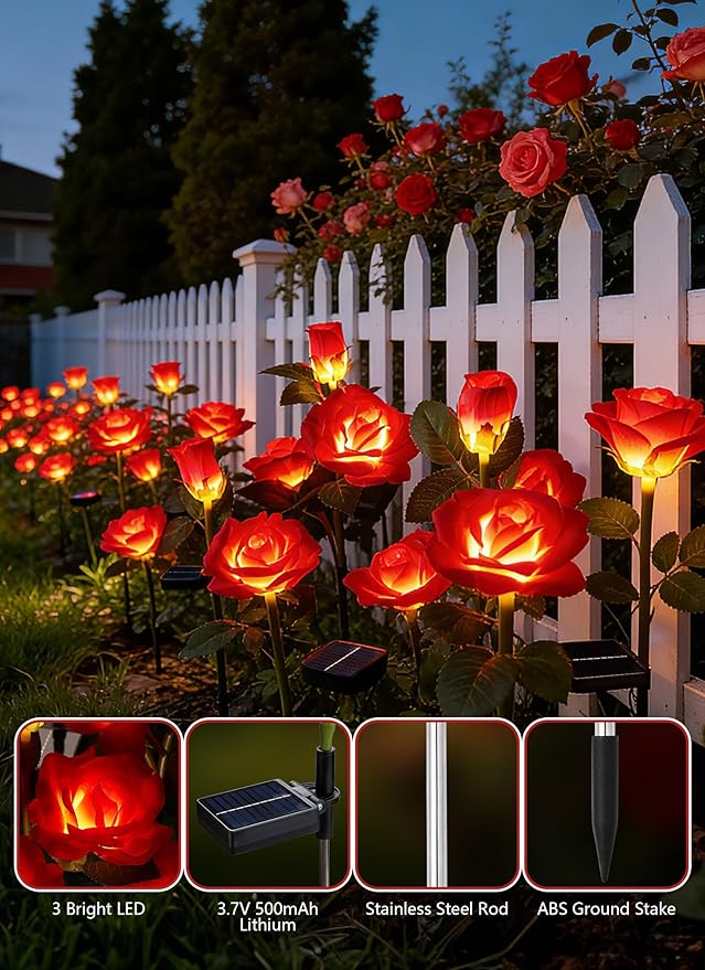 Brightown Outdoor Solar Flower Lights, 4 Pack Solar Garden Light - Image 3