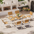 Aluminum Outdoor Dining Set for 6, Patio Table and Chairs Set by Oasbira