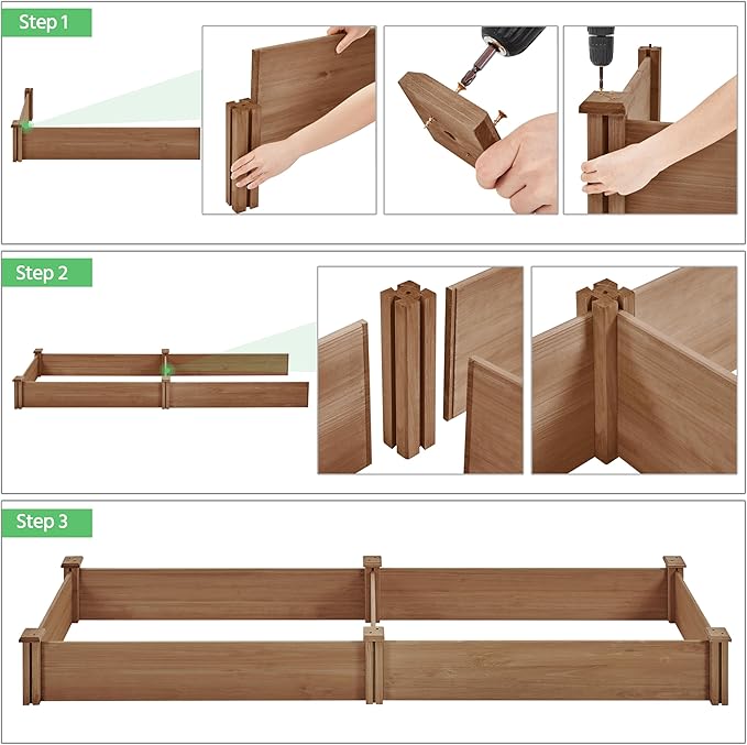Yaheetech 8x2ft Wooden Horticulture Raised Garden Bed Divisible Elevated - Image 5