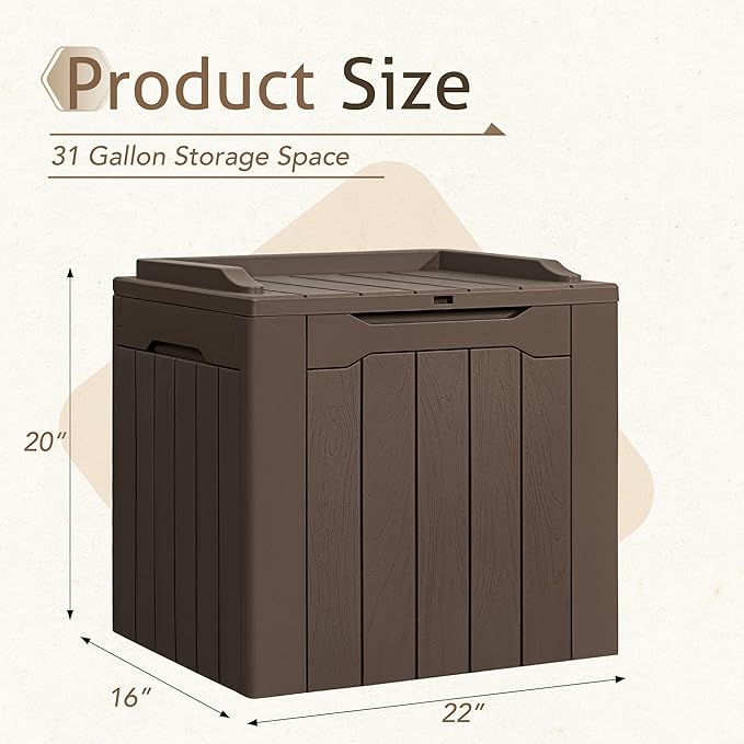 Flamaker 2 Pack Deck Box 31 Gallon Waterproof Resin Storage Box - Image 4