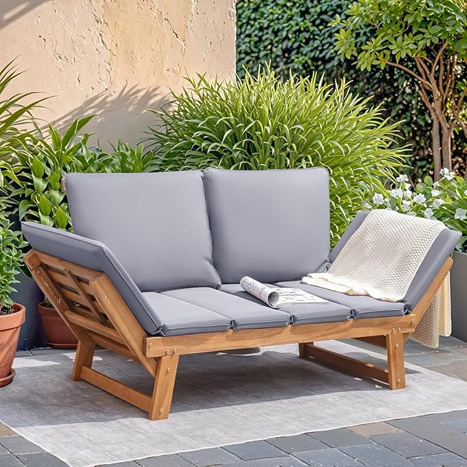 Devoko Outdoor Couch Acacia Wood Patio Couch by DEVOKO