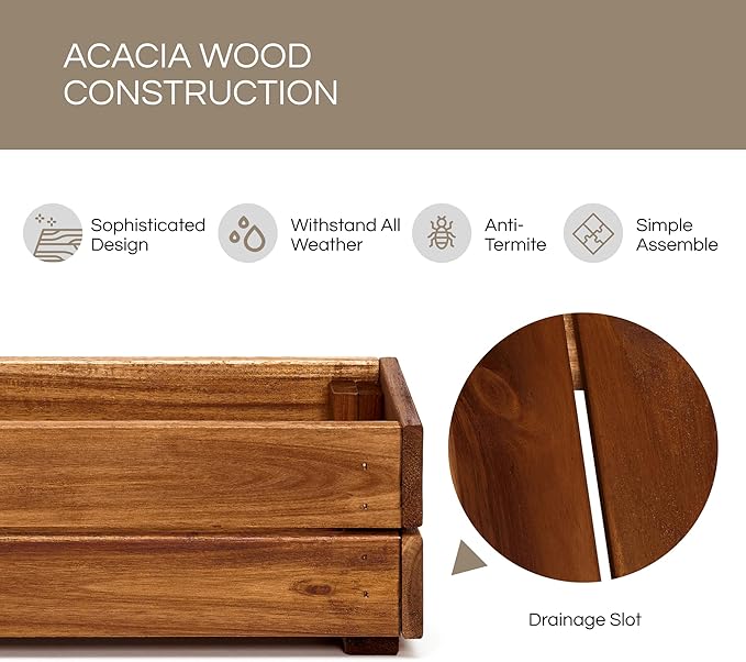 Wooden Planter Box, Storage Box 17”L x6”W x5.5”H - Image 3