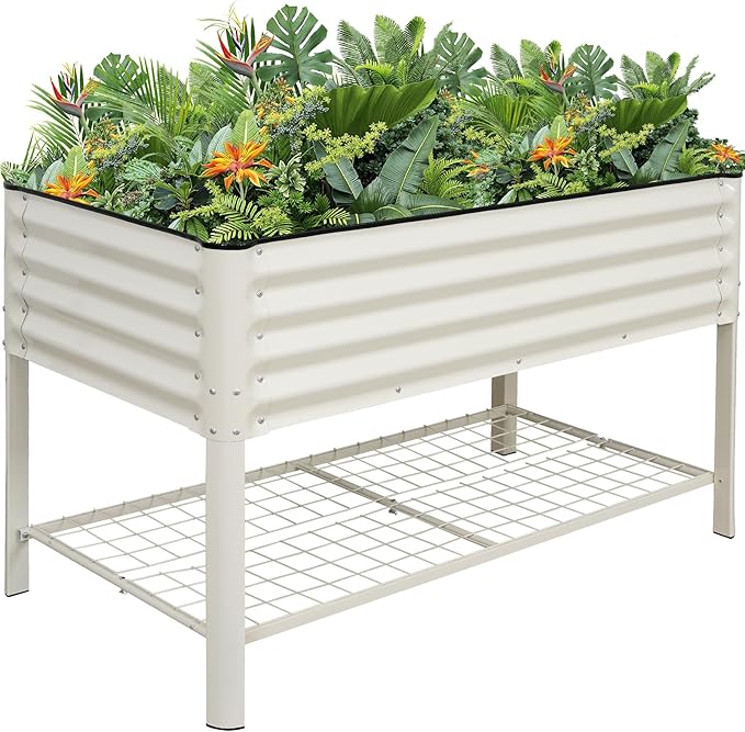 Elevated Raised Garden Bed 2' x 4'- Galvanized Metal Planter Boxes by GGOODGAIN