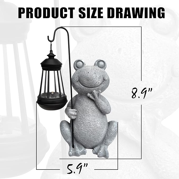 Frog Solar Garden Statues, Resin Frog Figurine Decorations - Image 2
