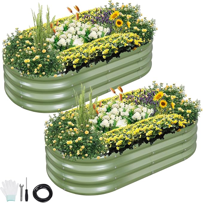 Galvanized Raised Garden Bed Outdoor- 2 Pcs Raised Beds by Permade