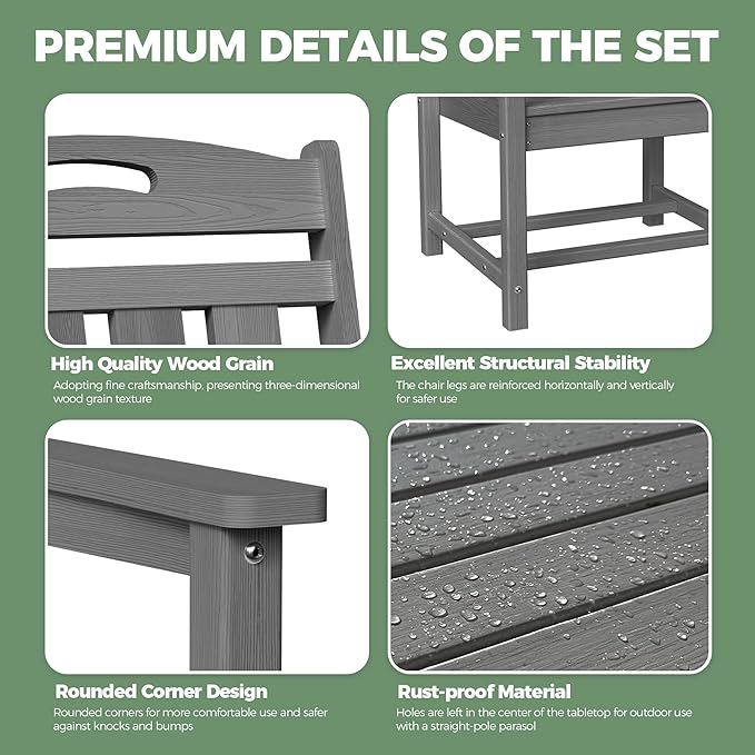 HDPE Outdoor Patio Dining Set - Image 6