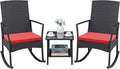 Greesum 3 Pieces Patio Furniture Set Outdoor Wicker Rocking Chairs by BuynowfromGreesum