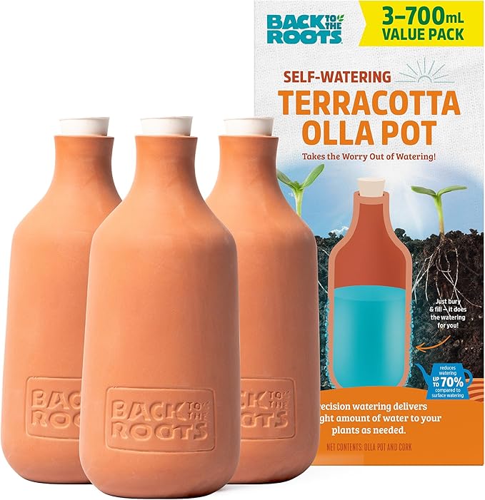 Back to the Roots Self-Watering Terracotta Olla Pot, 700mL Provides 1 Week of by BacktotheRoots