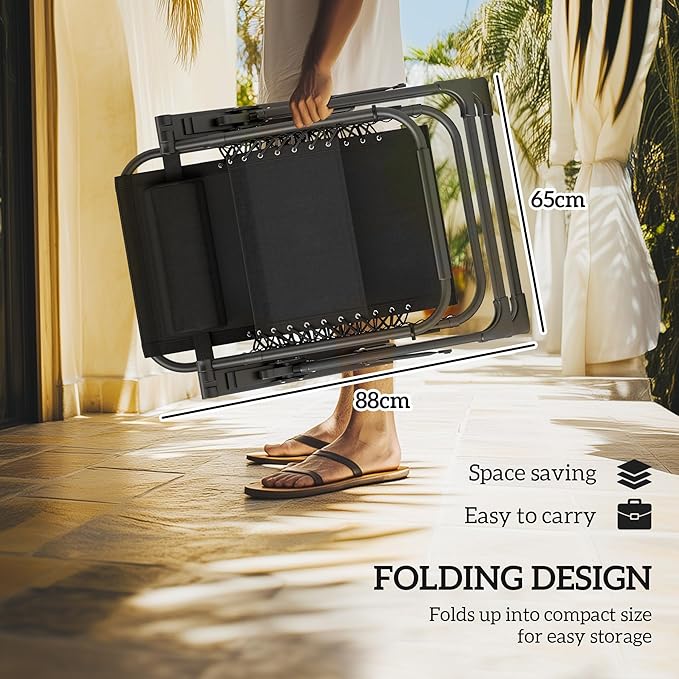 Outsunny Zero Gravity Chairs Set of 2, Reclining Folding Zero Gravity Lounge - Image 7