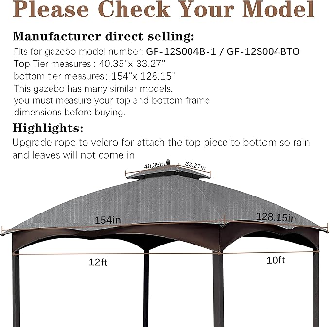 SCOCANOPY Replacement Top for The Lowe's Gazebo Model #GF-12S004B-1 / - Image 2