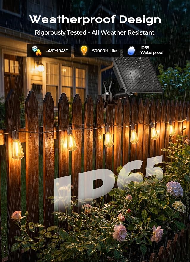 Brightown 202FT Solar String Lights Outdoor Waterproof, Patio Lights - Image 3