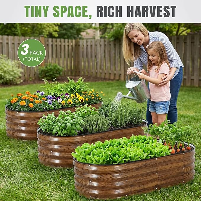 INNO STAGE 3Pcs Galvanized Raised Garden Bed Kit, Outdoor Metal Raised Garden - Image 2