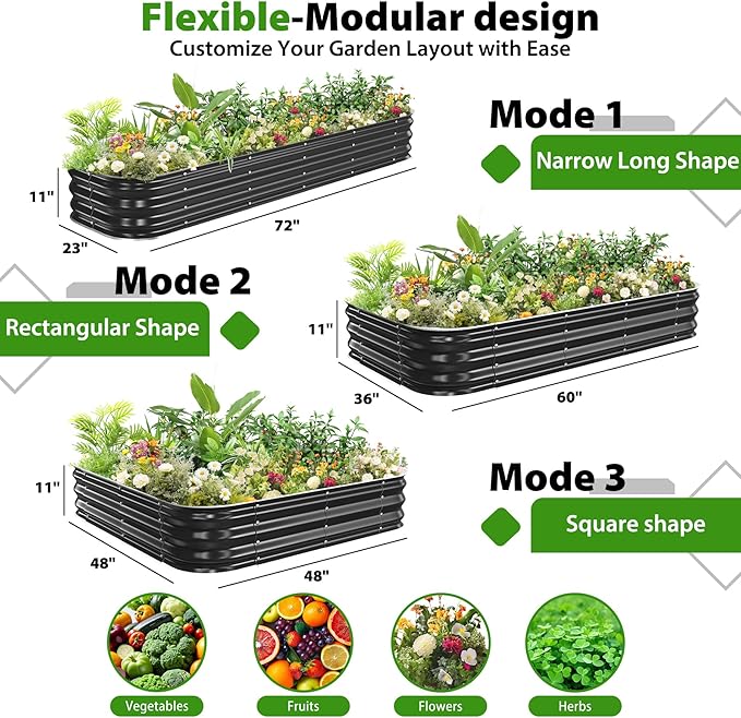 Galvanized Raised Garden Bed for Gardening, Modular Above Ground Growing - Image 4