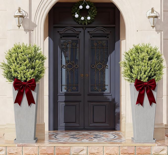 Tall Planters for Outdoor Plants Set of 2, 23.6" Large Taper Flower Plant Pots - Image 4