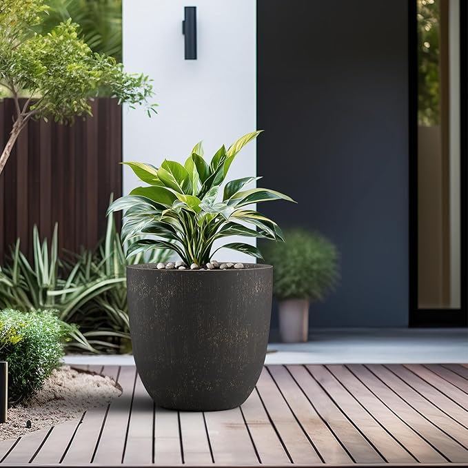 Kante 18 Inch Dia Round Concrete Planter, Indoor Outdoor Large Plant Pot - Image 4