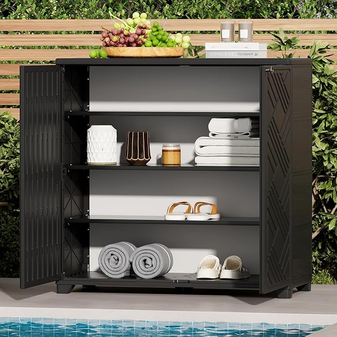 ADDOK Indoor Outdoor Plastic Storage Cabinet 34"x15"x34" - Image 8