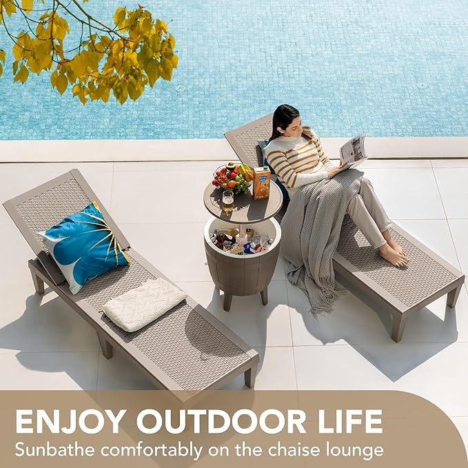 Devoko Outdoor Chaise Lounge Chair Set of 2 - Image 4