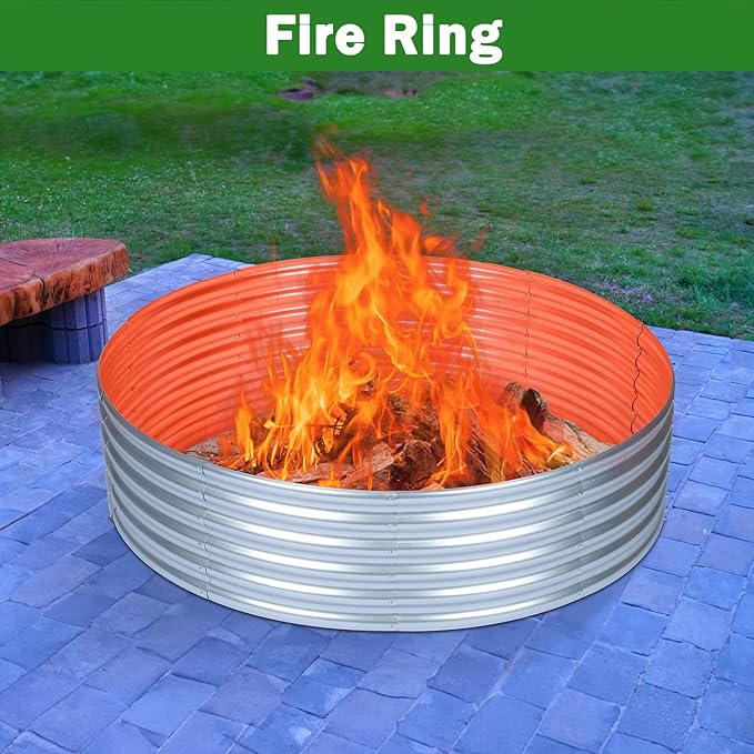 OUSHENG 5x5x1ft Round Galvanized Raised Garden Beds Outdoor, Steel Fire Pit - Image 7