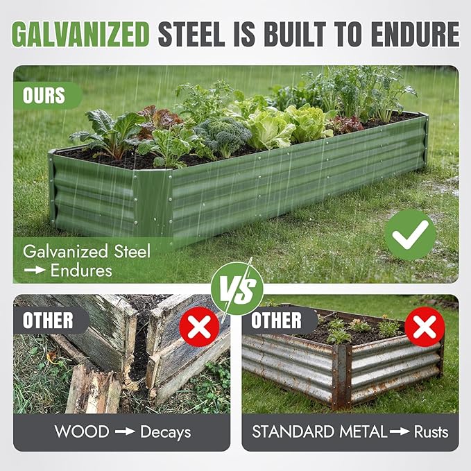 INNO STAGE 8×2×1ft Galvanized Raised Garden Bed Kit, Galvanized Planter Raised - Image 3