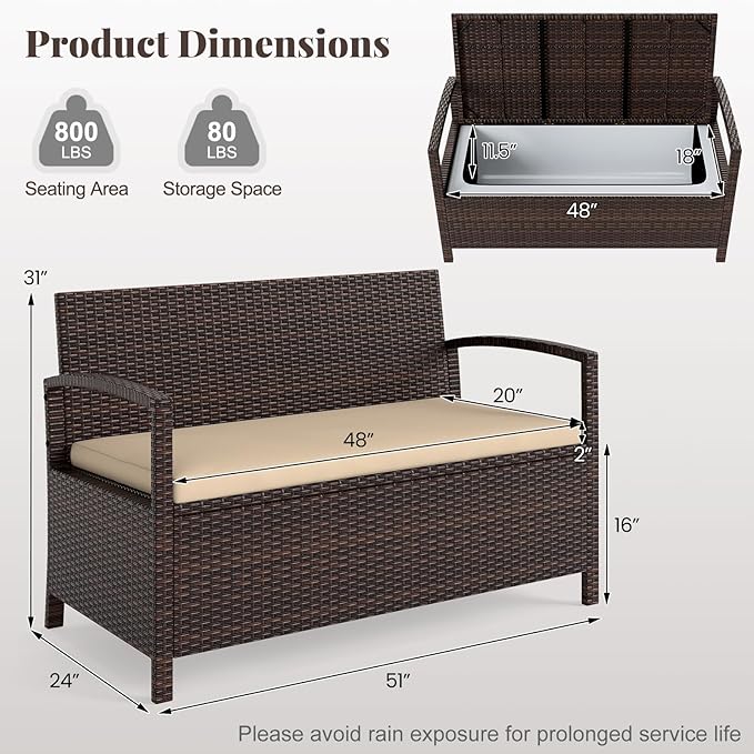 Tangkula 42 Gallon Outdoor Bench - Image 3