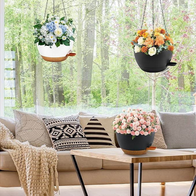 10 inch Hanging Planters for Indoor Plants, 3 Pack Self-Watering Hanging - Image 2