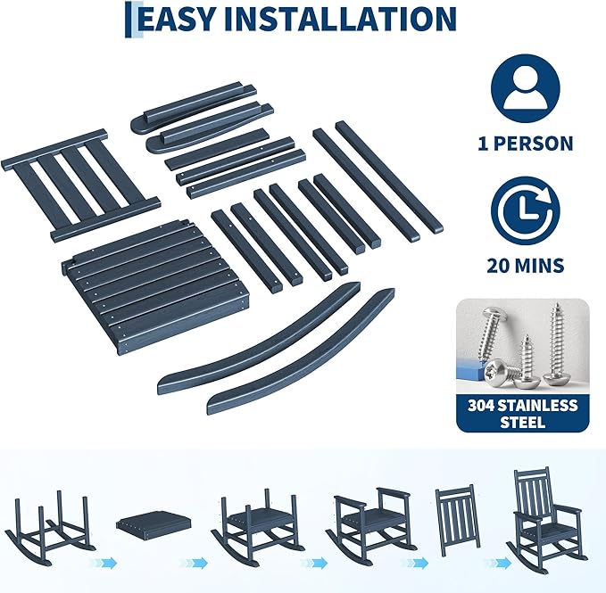 HDPE Rocking Chair Outdoor Set of 4 - Image 6