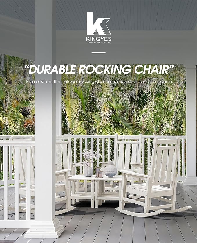 KINGYES Oversized Outdoor Rocking Chair Set of 4, All-Weather Patio Rocking - Image 9