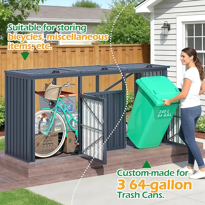 AECOJOY Outdoor Trash Can Storage Shed - Image 4