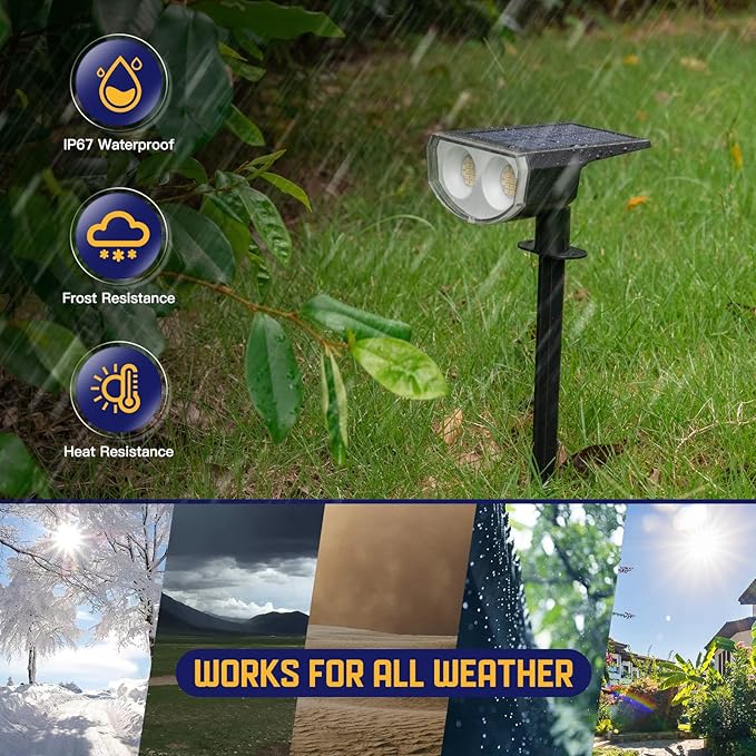 Kyosho Solar Spot Lights Outdoor Warm White, 38 LEDs Solar Landscape Lights - Image 2