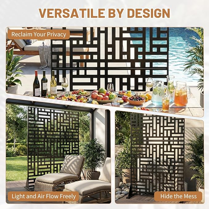 VINGLI Privacy Fence Panels, 72H’’ x 47W’’ Metal Privacy Screen Freestanding - Image 8