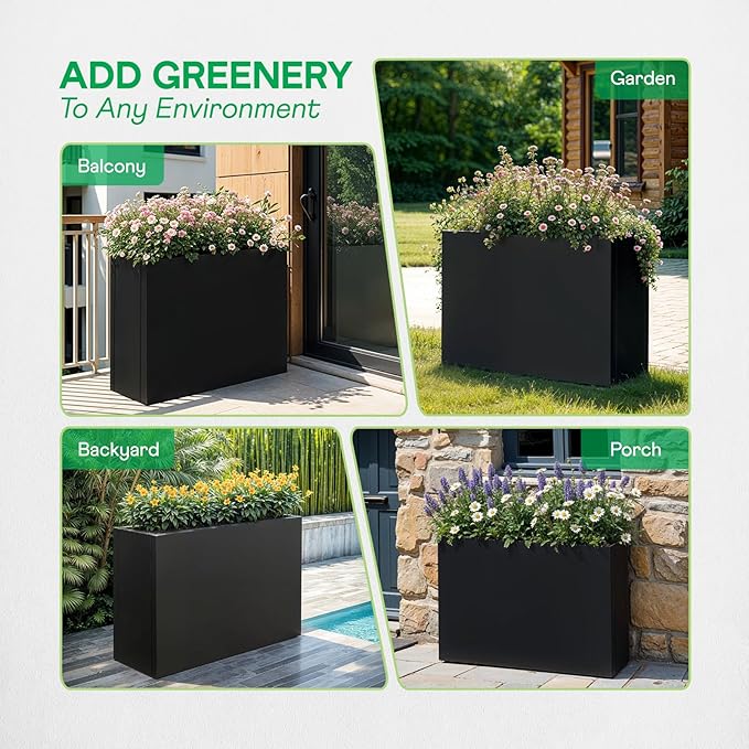 IDZO 35.4" W x 25.6" H Metal Planter Box, Privacy Trough - Image 6
