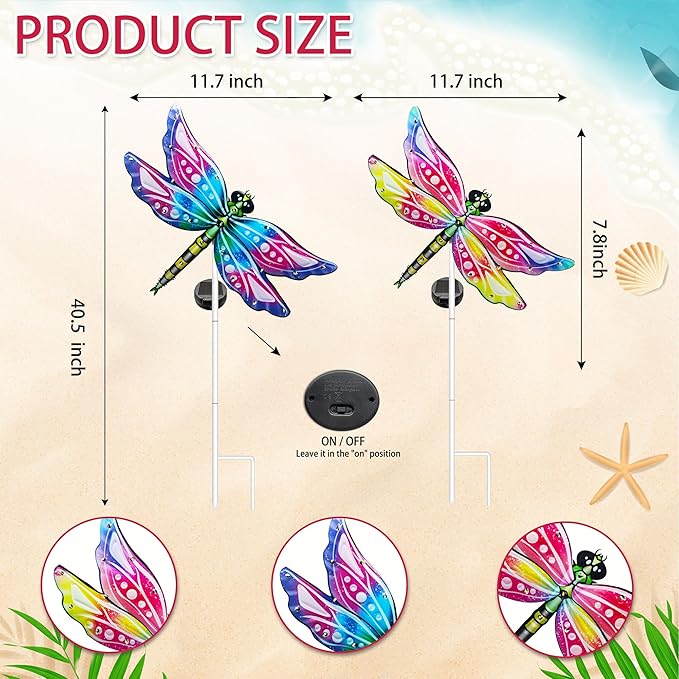 Hexagram Dragonfly Garden Decor, Dragonfly Garden Stakes Set of 2, Gardening - Image 6