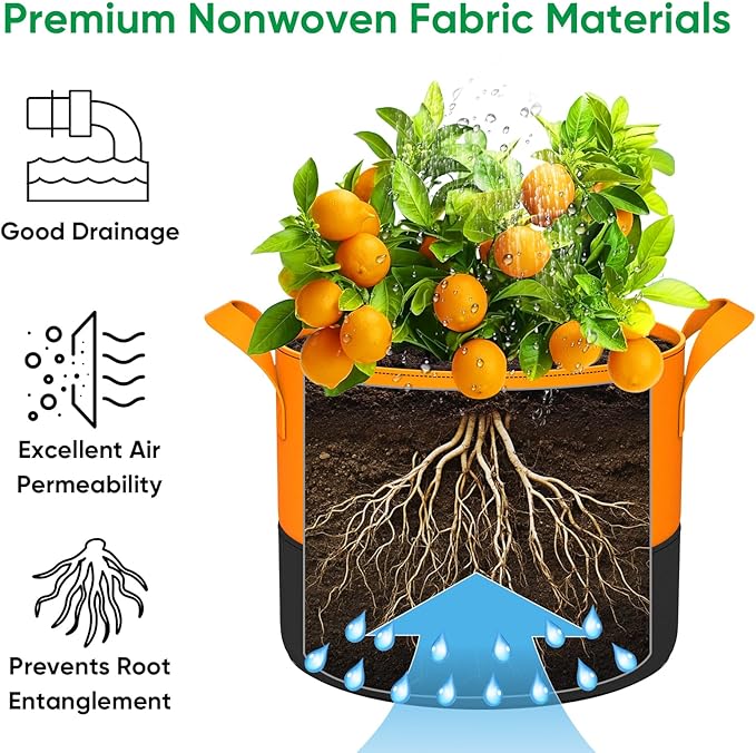 7-Gallon Grow Bags for Potato Planting: 6 Pack Heavy Duty 350G Thickened Tomato - Image 4