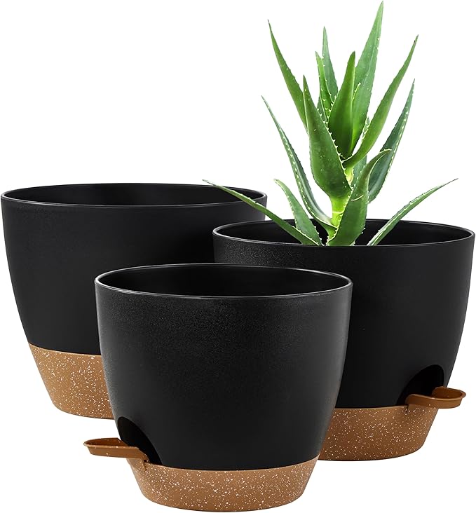 FaithLand 3-Pack Planter Pots, 10 9 8 Inch Self Watering Flower Pots by FaithLand