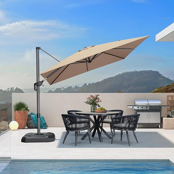 PURPLE LEAF 9 Feet Patio Umbrella Outdoor Cantilever Square Umbrella Aluminum by PURPLELEAF