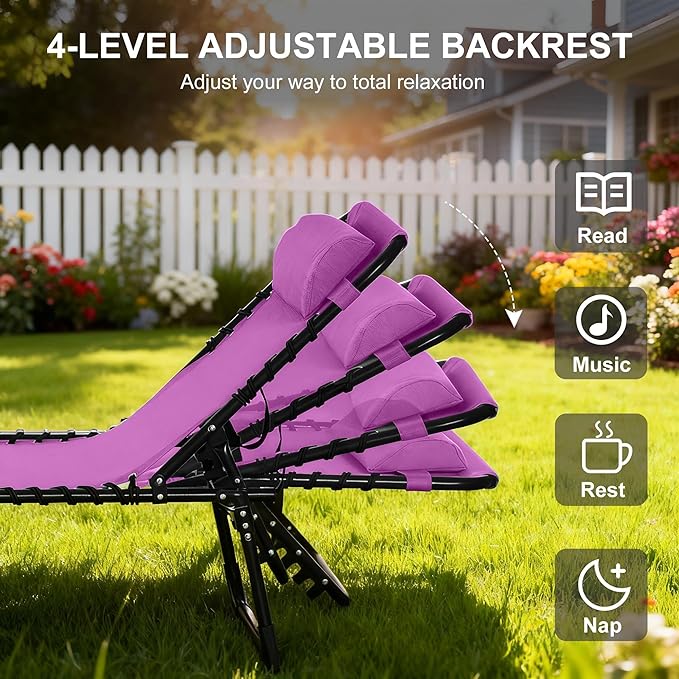 Outsunny Folding Chaise Lounge Chair, Patio Sun Tanning Chair, Outdoor Chaise - Image 4