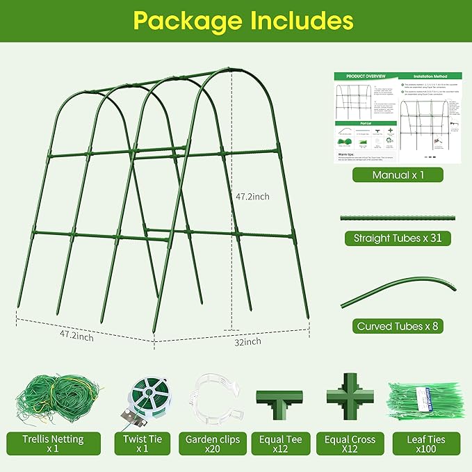 Cucumber Trellis for Raised Bed, U-Shape Garden Trellis for Climbing Plants - Image 9