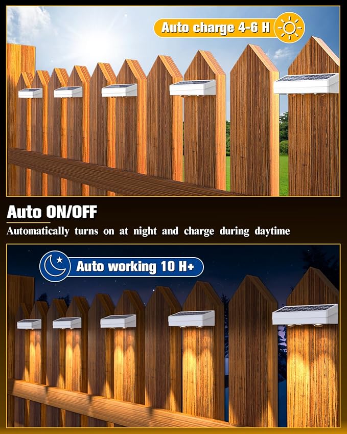 Solar Fence Lights 8 Pack, 50 Lumens Outdoor Fence Solar Lights - Image 4