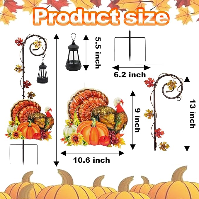 Turkey Garden Metal Stake with Solar Light, Outdoor Solar lamp Decoration - Image 2