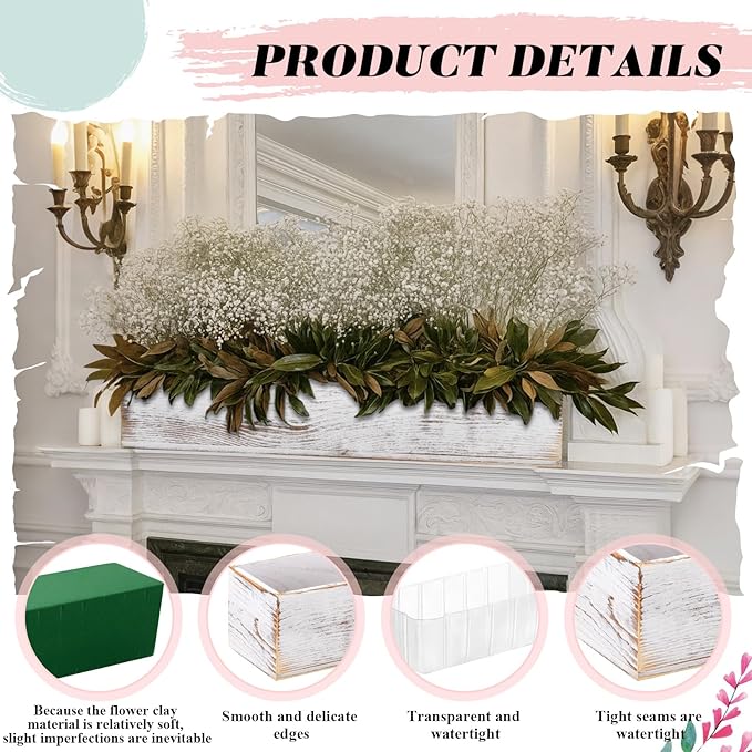 Dandat 1 Set Wood Boxes for Centerpieces 16x4 Inch Rectangle Wooden Planter Box - Image 3