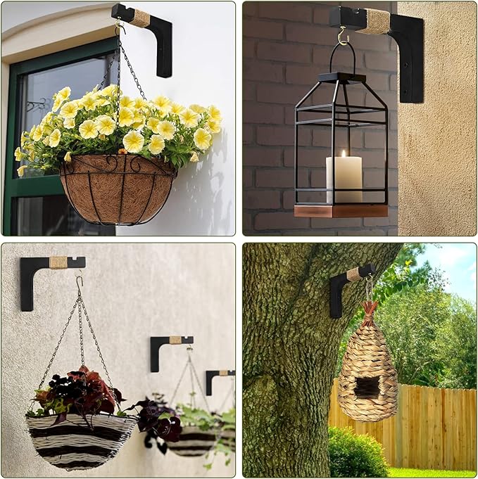 2 Pack Plant Hanger Hooks for Indoor Hanging Plants, Farmhouse Wooden Hanging - Image 2