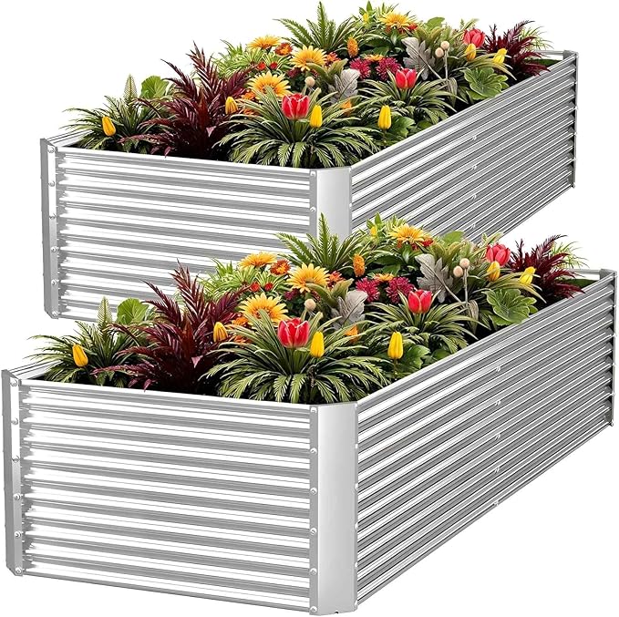 FRIZIONE 2pcs Tall 6x3ft Galvanized Raised Garden Bed Outdoor, Above Ground by FRIZIONE