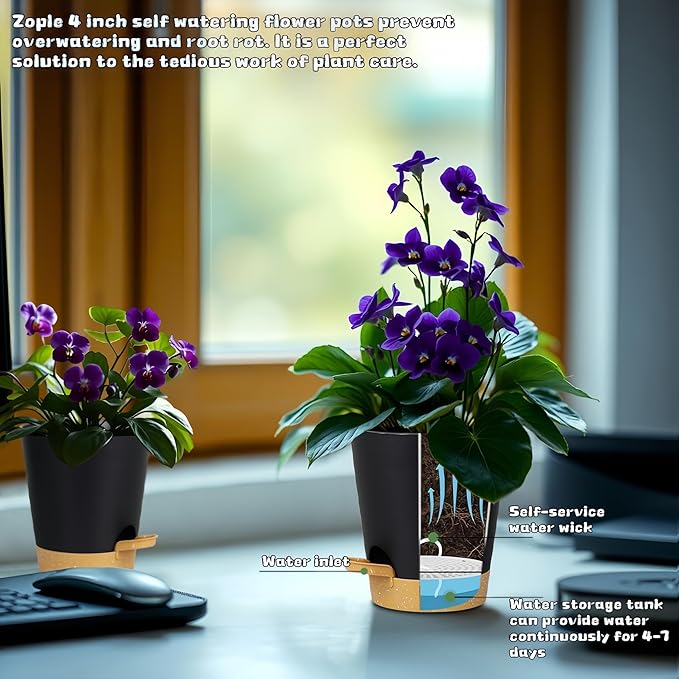 12 Pack 4 Inch Self Watering Plant Pots - Image 4