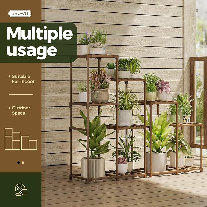 Bamworld Indoor Plant Stands Outdoor Combo Plant Shelves - Image 4