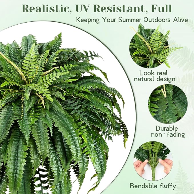 MARTINE MALL 2Pcs 48'' Fake Ferns Look Real Artificial Ferns - Image 4