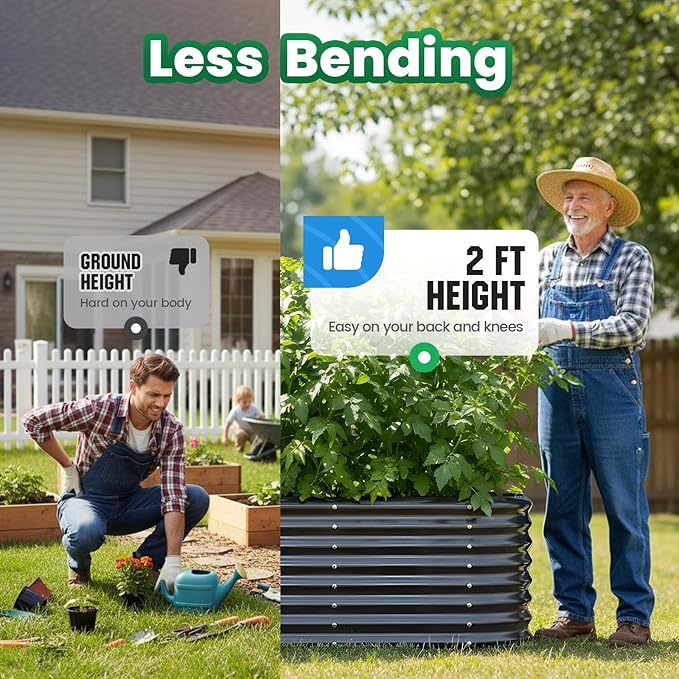 Quictent Galvanized Raised Garden Bed Kit, Strengthened by Crossbar, Dark Gray - Image 3