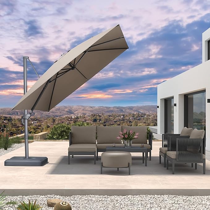 PURPLE LEAF Patio Umbrella 10' X 10' Rectangle Cantilever Umbrella Large by Unknown