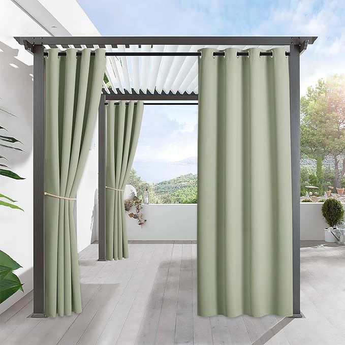 RYB HOME Outdoor Curtains for Patio Waterproof Block Sunlight Thermal Insulated by RYBHOME
