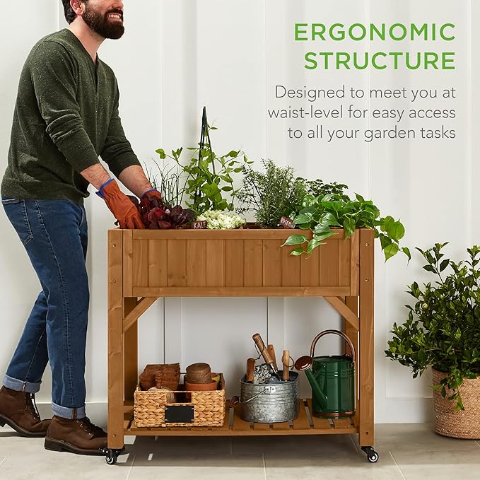 Best Choice Products Elevated 8 Pocket Herb Garden Bed, Mobile Raised - Image 5